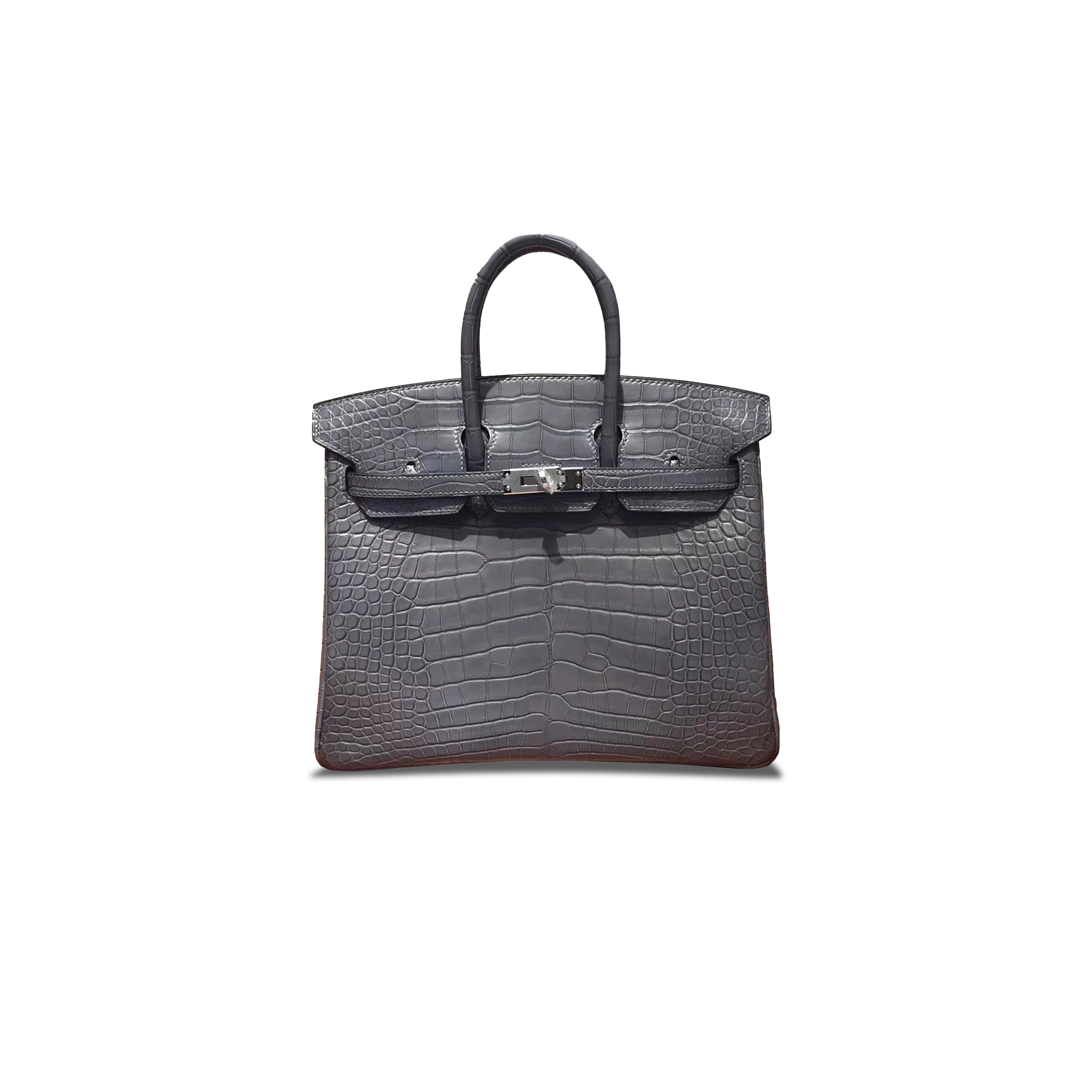 HERMES MASTER BIRKIN 25 CROCODILE LEATHER PLATINUM BAG 39758259650655 (25*20*13cm)